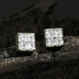 Boucles d'oreilles vintage en argent avec cristaux carrés