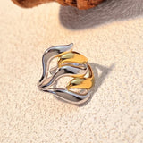 Bague ajustable artistique en or et argent