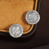 Boucles d'oreilles vintage rondes en cristal argenté