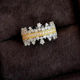 Bague vintage en argent et or, magnifique couronne en dentelle de style palais