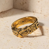 Bague vintage ajustable en or avec motif tribal