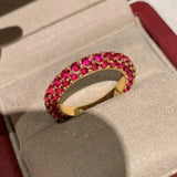 Bague rétro rouge vintage en or et breloque brillante