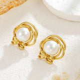 Boucles d'oreilles vintage en forme de nœud avec perles