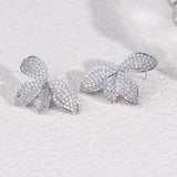 Boucles d'oreilles vintage en cristal en forme de feuille