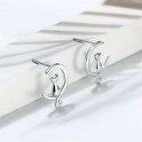Boucles d'oreilles chat en argent sterling Moon & Cat