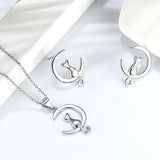 Boucles d'oreilles chat en argent sterling Moon & Cat