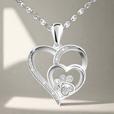 Collier en argent sterling avec pattes et cœur et zircone