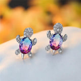 Boucles d'oreilles tortues de mer en zirconium et argent