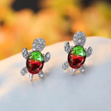 Boucles d'oreilles tortues de mer en zirconium et argent