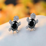 Boucles d'oreilles tortues de mer en zirconium et argent