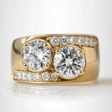 Bague vintage en or brillant incrustée de zircone