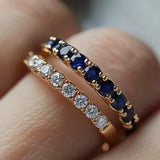Ensemble de bagues vintage en zircone bleue et blanche