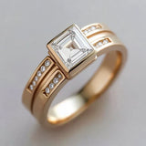 Bague vintage élégante en or avec zircone cubique