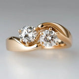 Bague vintage en or avec zircone ondulée