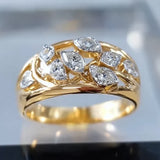 Bague vintage en or avec zircone en forme de feuille