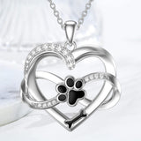 Collier cœur et patte Infinity en argent sterling 925 avec zircone