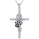 Collier en argent sterling 925 avec patte et croix